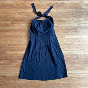 Athleta Halter Dress Womens 2 Black 596182-00 Built-in Bra Smocked Back‎
